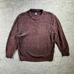 Dockers Chenille Ribbed Sweater Men's Large Brown Soft Cozy Knit Cotton Pullover